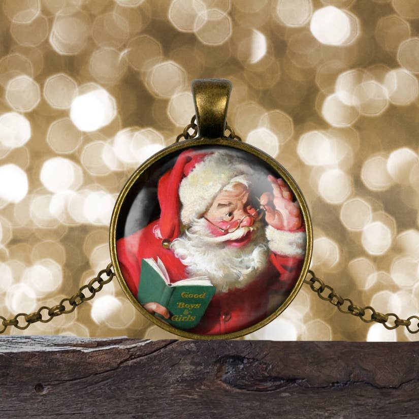 Santa Claus Christmas Pendant Necklace