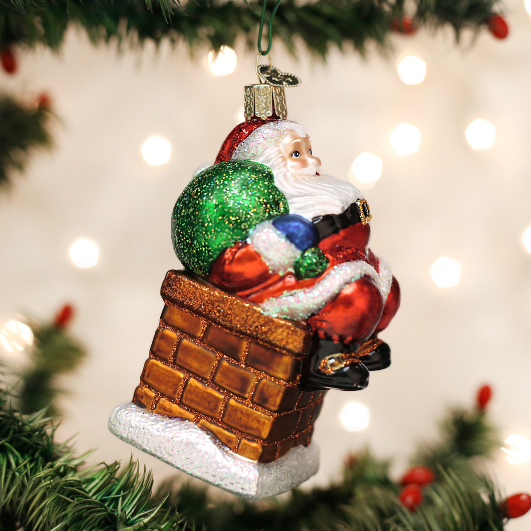 Chimney Stop Santa Ornament